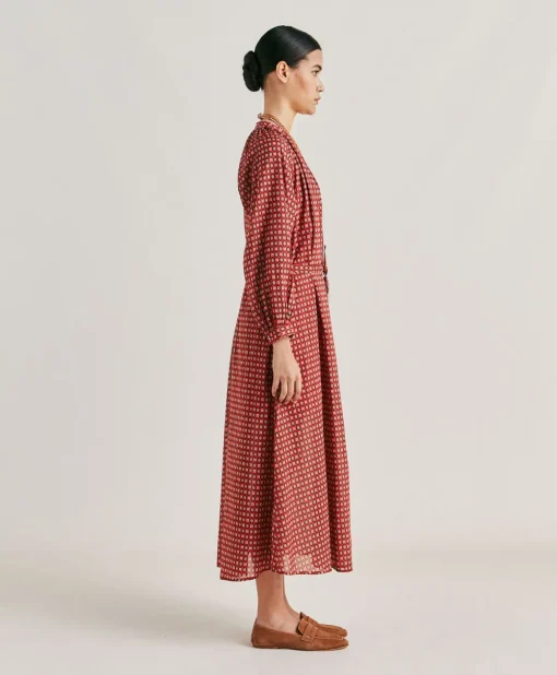 Vestito Goa In Voile'Di Cotone Stampato - Rosso