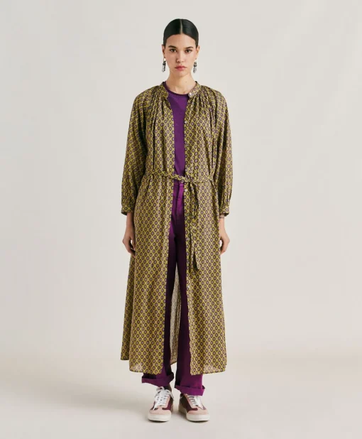 Vestito Goa In Voile'Di Cotone Stampato - Olio
