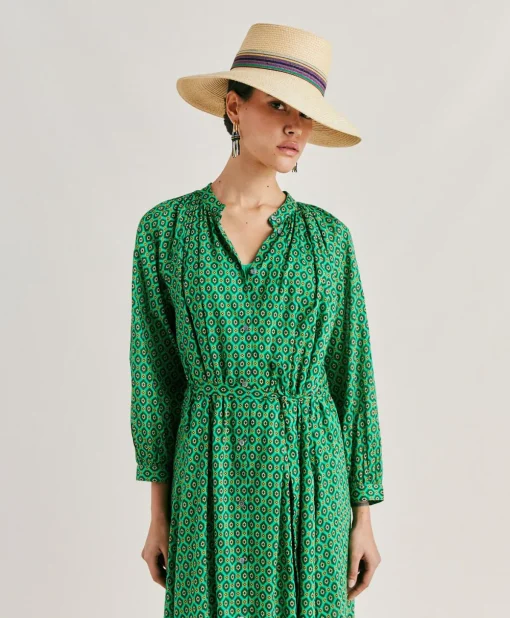 Vestito Goa In Voile'Di Cotone Stampato - Smeraldo