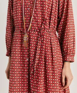 Vestito Goa In Voile'Di Cotone Stampato - Rosso
