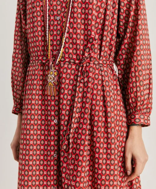 Vestito Goa In Voile'Di Cotone Stampato - Rosso