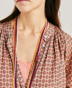Vestito Goa In Voile'Di Cotone Stampato - Corallo