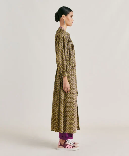 Vestito Goa In Voile'Di Cotone Stampato - Olio