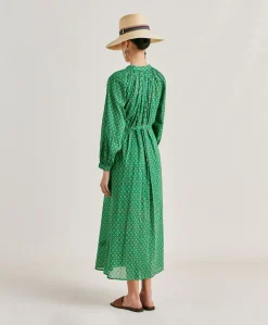 Vestito Goa In Voile'Di Cotone Stampato - Smeraldo