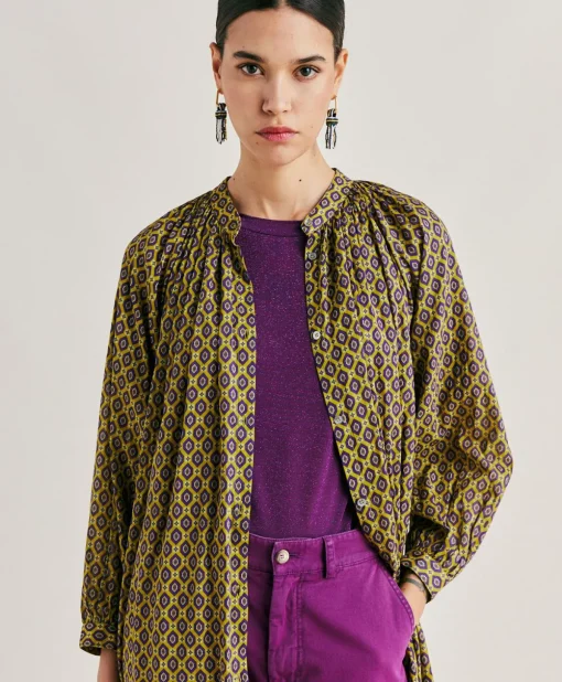 Vestito Goa In Voile'Di Cotone Stampato - Olio
