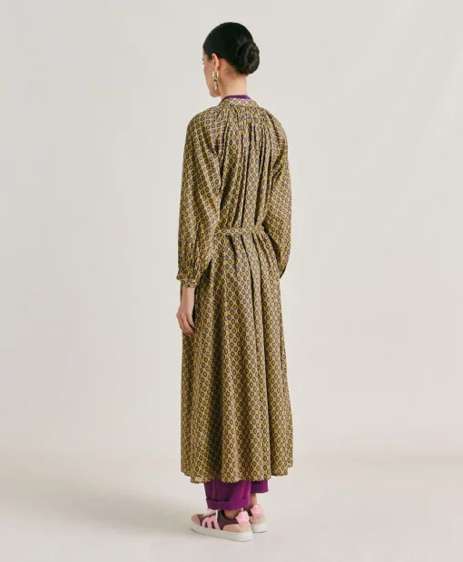 Vestito Goa In Voile'Di Cotone Stampato - Olio