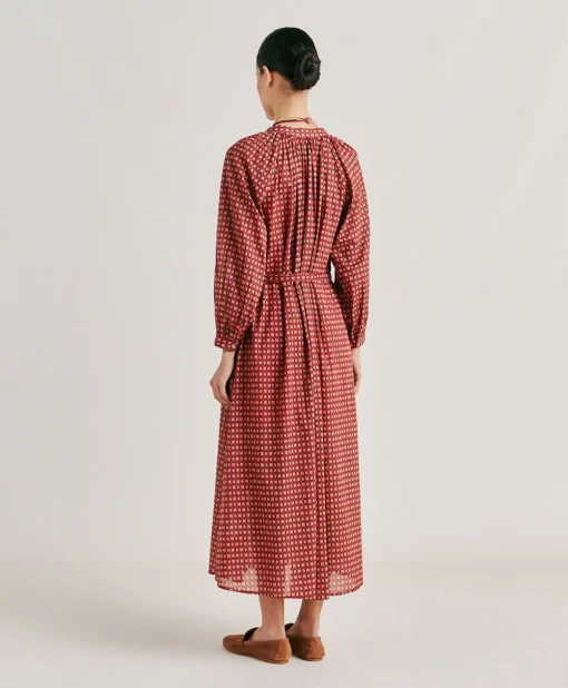 Vestito Goa In Voile'Di Cotone Stampato - Rosso