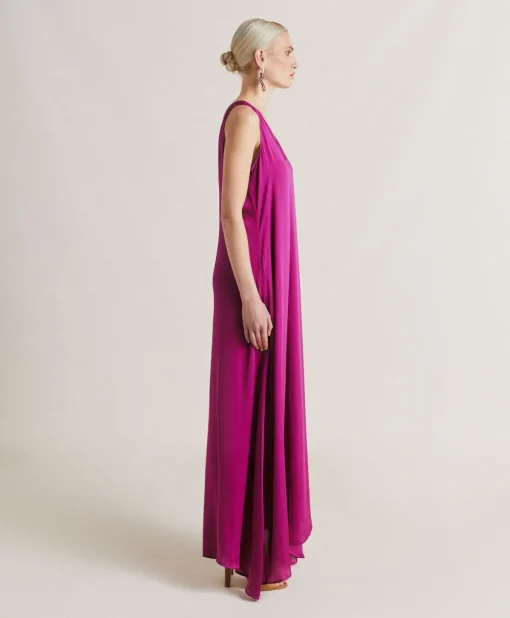 Vestito Helena In Seta Unita - Ciclamino
