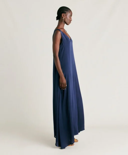 Vestito Helena In Seta Unita - Blu Notte