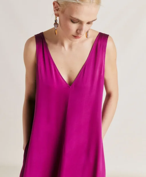 Vestito Helena In Seta Unita - Ciclamino