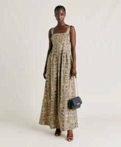 Vestito Lavinia In Popeline - Oro/Blu