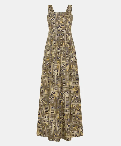 Vestito Lavinia In Popeline - Oro/Blu