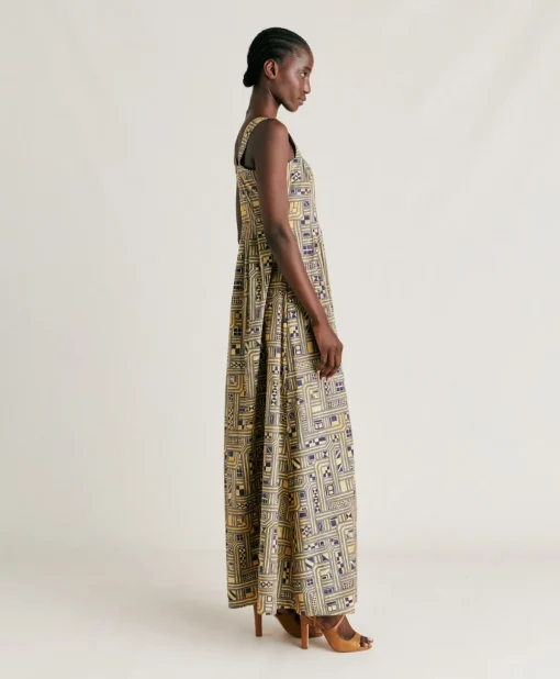 Vestito Lavinia In Popeline - Oro/Blu