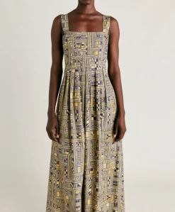 Vestito Lavinia In Popeline - Oro/Blu