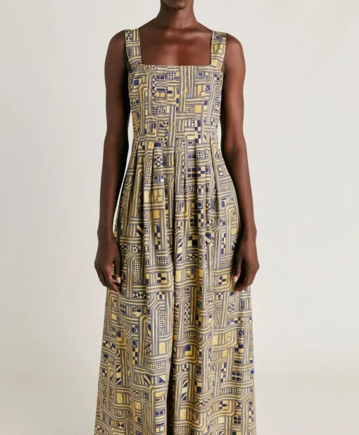 Vestito Lavinia In Popeline - Oro/Blu