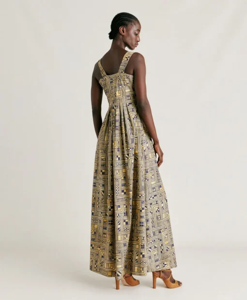 Vestito Lavinia In Popeline - Oro/Blu