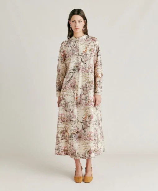 Vestito Lorina In Popeline - Crema Multicolor