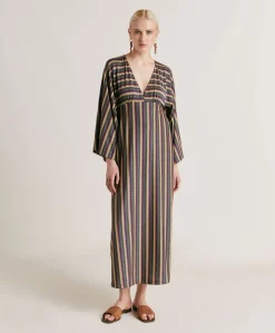 Vestito Margarida In Jersey Lurex A Righe - Multicolor Verde