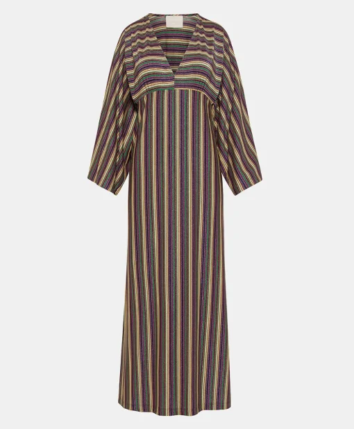 Vestito Margarida In Jersey Lurex A Righe - Multicolor Verde