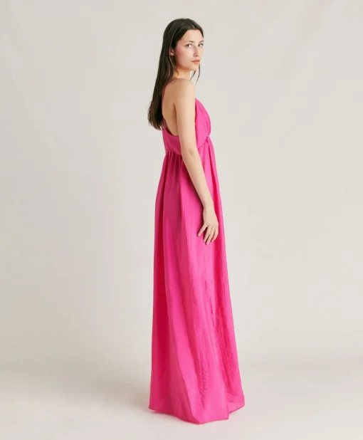 Vestito Marisol In Cupro Jacquard - Fucsia
