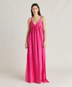 Vestito Marisol In Cupro Jacquard - Fucsia