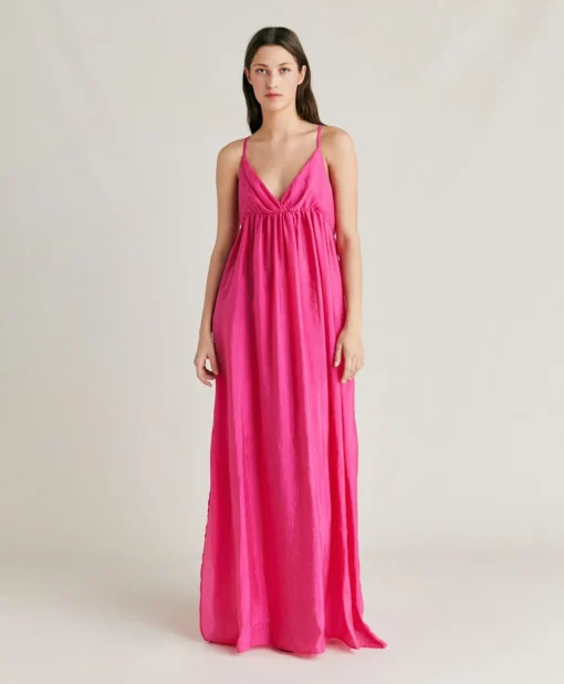 Vestito Marisol In Cupro Jacquard - Fucsia