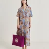 Vestito Penelope In Crepe De Chine - Ceruleo Multicolor