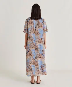 Vestito Penelope In Crepe De Chine - Ceruleo Multicolor