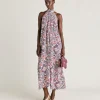 Vestito Sabina In Crepe De Chine - Panna/Violaceo