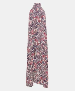 Vestito Sabina In Crepe De Chine - Panna/Violaceo