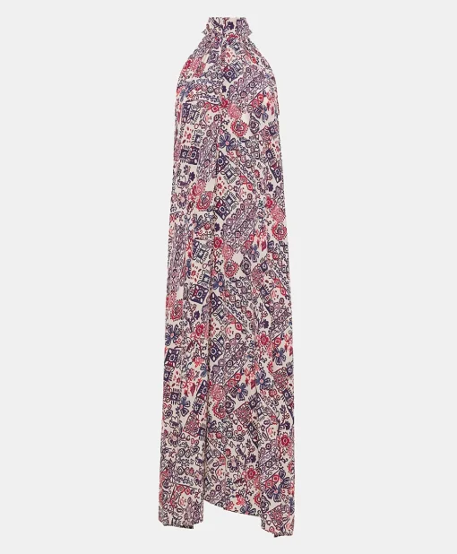 Vestito Sabina In Crepe De Chine - Panna/Violaceo