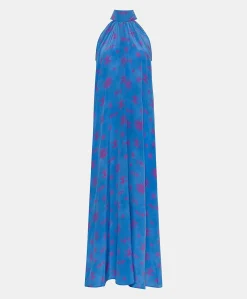 Vestito Sabina In Crepe De Chine - Bluette/Fucsia