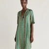 Vestito Sarraina In Twill Di Seta - Verde/Multicolor
