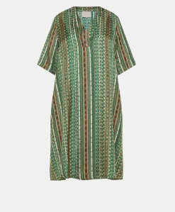 Vestito Sarraina In Twill Di Seta - Verde/Multicolor