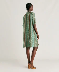 Vestito Sarraina In Twill Di Seta - Verde/Multicolor
