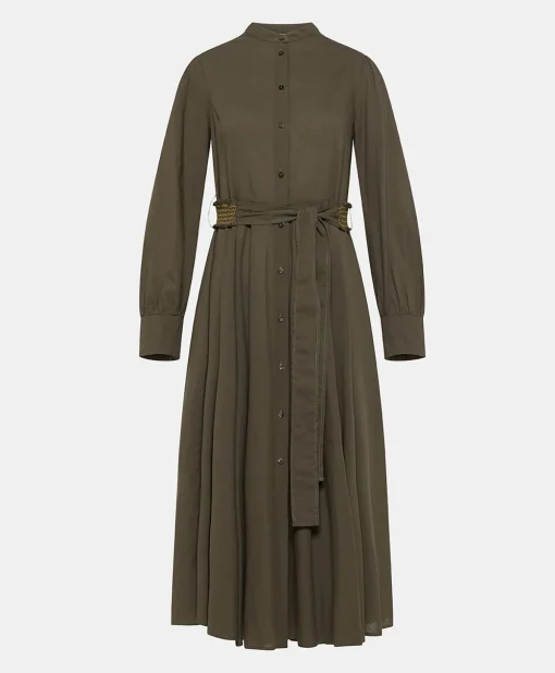 Vestito Sinzias Con Voile Di Cotone - Army