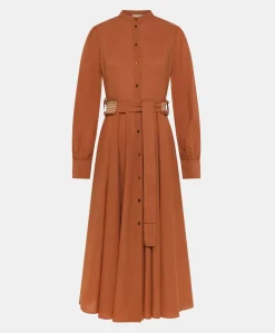 Vestito Sinzias Con Voile Di Cotone - Coccio
