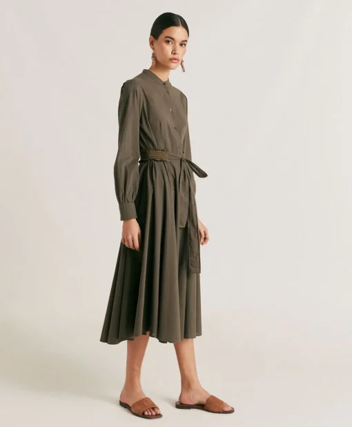 Vestito Sinzias Con Voile Di Cotone - Army