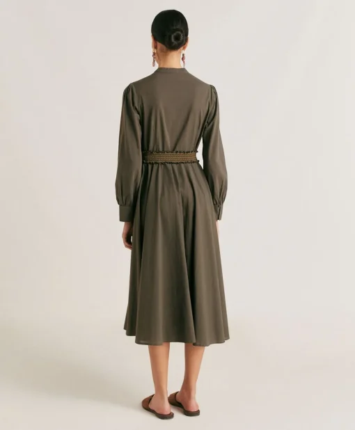 Vestito Sinzias Con Voile Di Cotone - Army